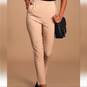 Beige Kick It High Waisted Trouser Pants